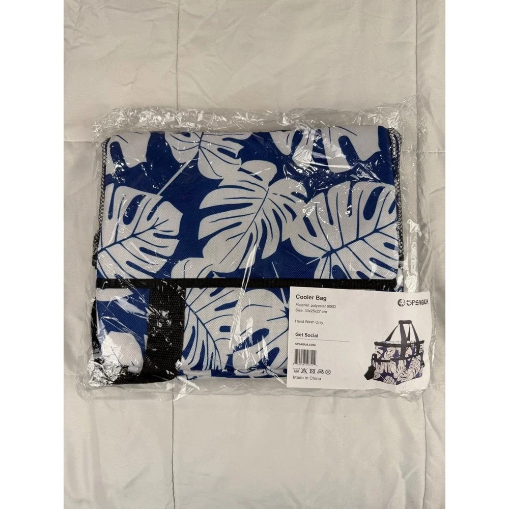 Speaqua Cooler Bag OS Blue Tropical‎ Monstera Leaf Print Insulated NEW